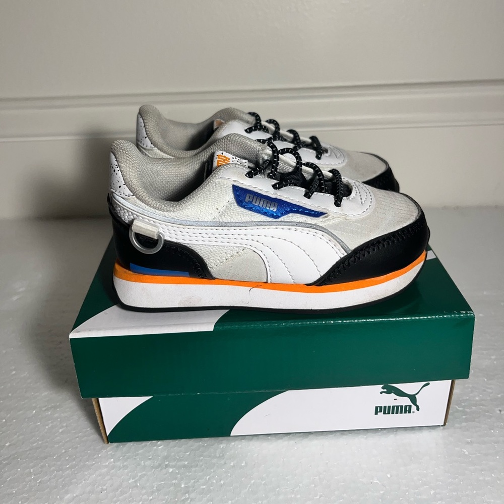 Puma White Black Future Rider Astronauts Lace Up Sneaker Shoes Toddler Boy Sz 6C